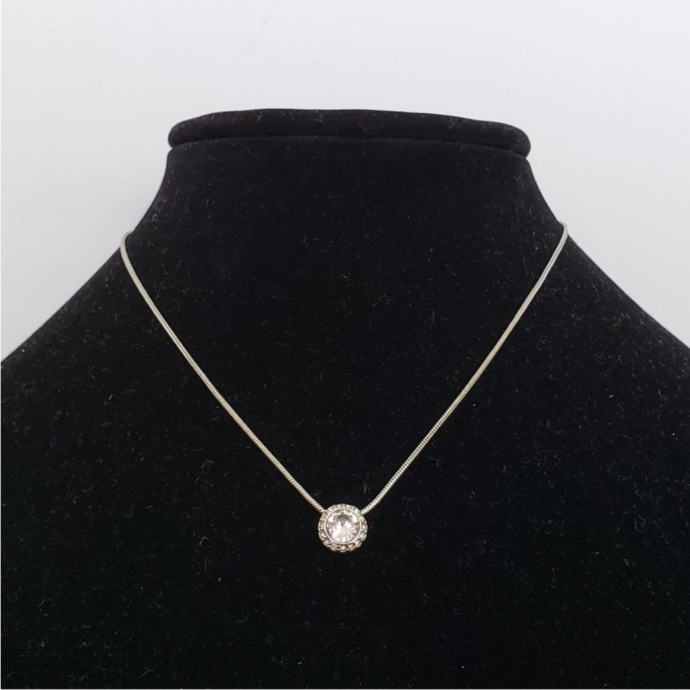 Swarovski crystal Round Cut Rhodium Pendant solitaire necklace